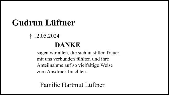 Anzeige  Gudrun Lüftner  Lippische Landes-Zeitung
