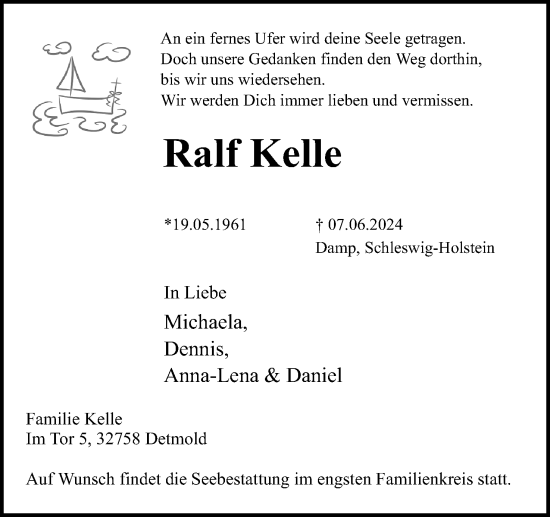 Anzeige  Ralf Kelle  Lippische Landes-Zeitung