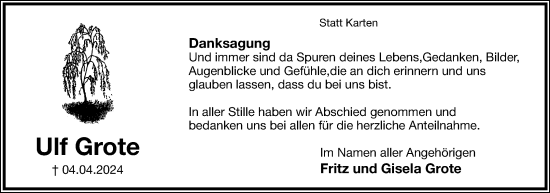 Anzeige  Ulf Grote  Lippische Landes-Zeitung