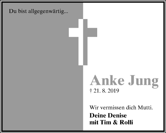 Anzeige  Anke Jung  Lippische Landes-Zeitung