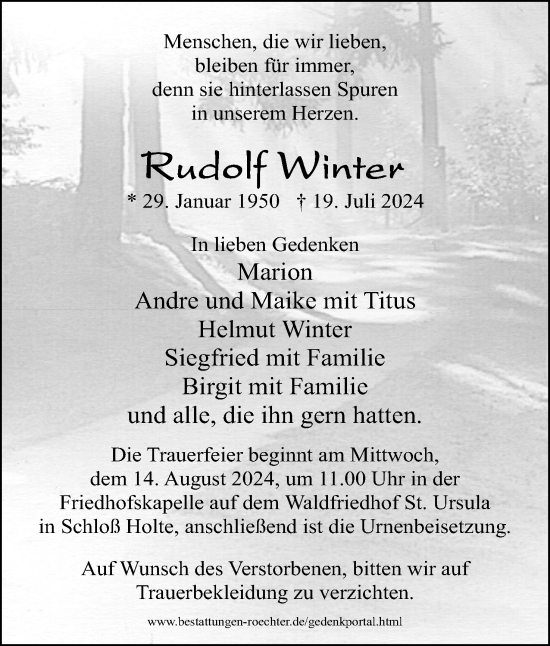 Anzeige  Rudolf Winter  Lippische Landes-Zeitung
