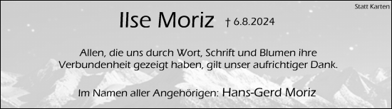 Anzeige  Ilse Moriz  Lippische Landes-Zeitung