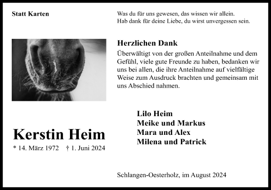 Anzeige  Kerstin Heim  Lippische Landes-Zeitung