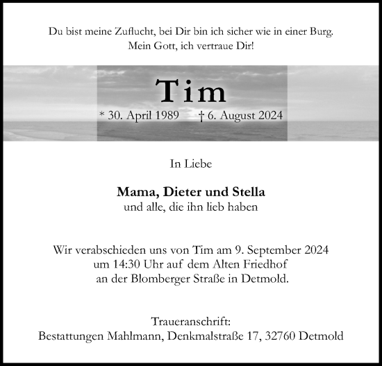 Anzeige  Tim   Lippische Landes-Zeitung