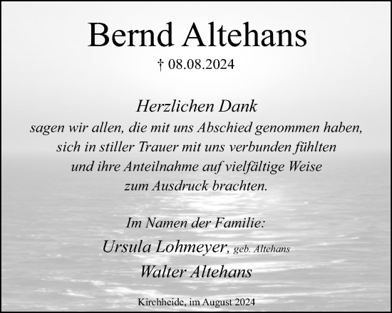 Anzeige  Bernd Altehans  Lippische Landes-Zeitung