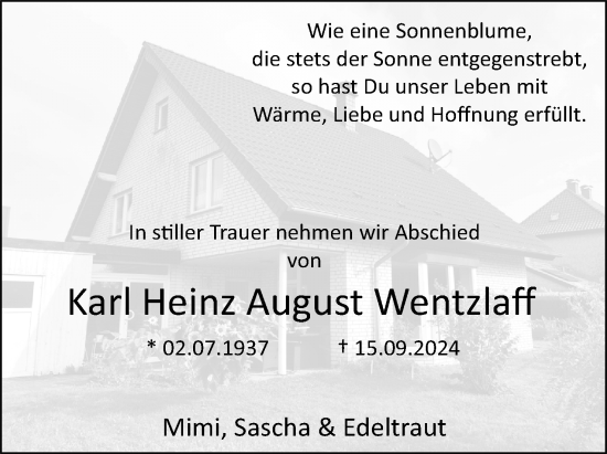 Anzeige  Karl Heinz August Wentzlaff  Lippische Landes-Zeitung
