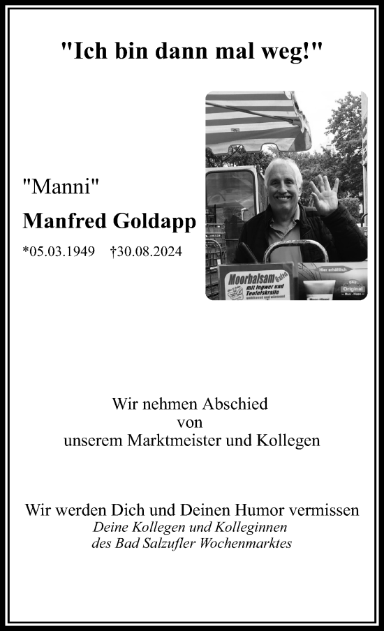 Anzeige  Manfred Goldapp  Lippische Landes-Zeitung