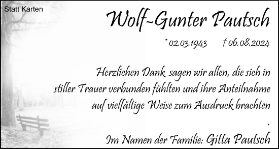 Anzeige  Wolf-Gunter Pautsch  Lippische Landes-Zeitung