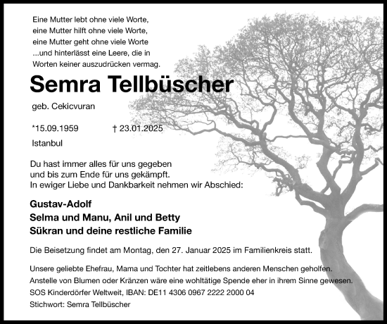 Anzeige  Semra Tellbüscher  Lippische Landes-Zeitung