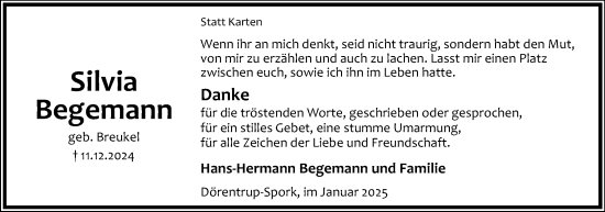 Anzeige  Silvia Begemann  Lippische Landes-Zeitung