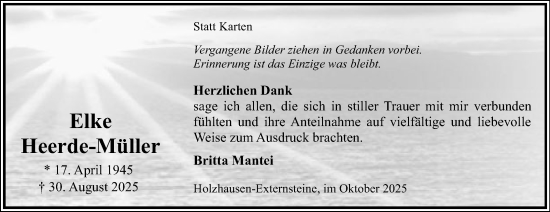 Anzeige  Elka Heerde-Müller  Lippische Landes-Zeitung