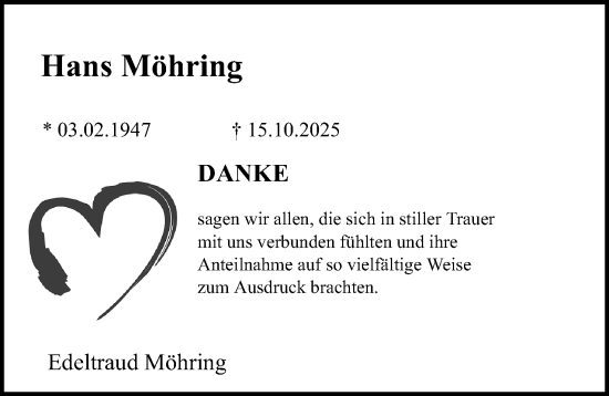 Anzeige  Hans Möhring  Lippische Landes-Zeitung