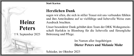 Anzeige  Heinz Peters  Lippische Landes-Zeitung