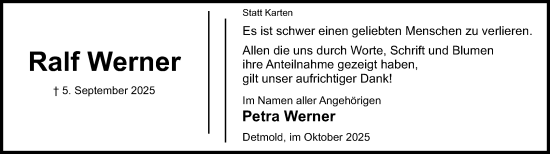 Anzeige  Ralf Werner  Lippische Landes-Zeitung