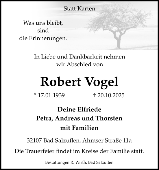 Anzeige  Robert Vogel  Lippische Landes-Zeitung