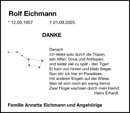 Anzeige  Rolf Eichmann  Lippische Landes-Zeitung