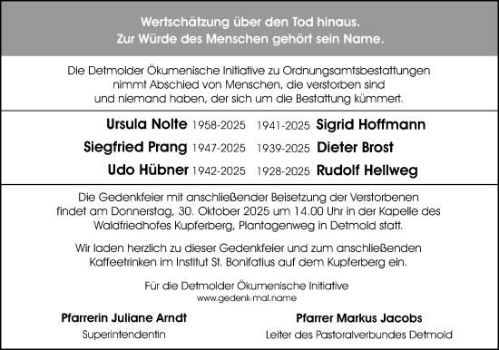 Anzeige  Detmolder Ökumenische Initiative   Lippische Landes-Zeitung