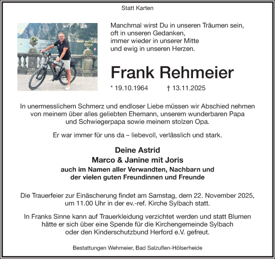 Anzeige  Frank Rehmeier   Lippische Landes-Zeitung