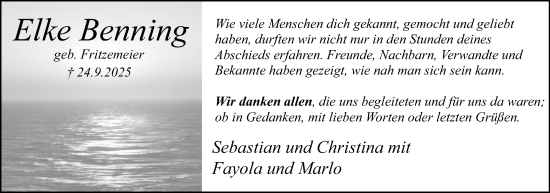 Anzeige  Elke Benning  Lippische Landes-Zeitung