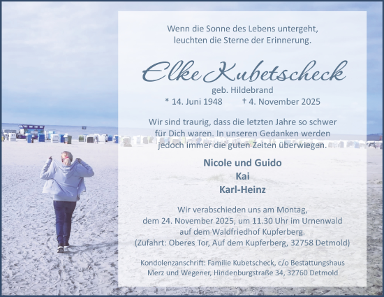 Anzeige  Elke Kubetscheck  Lippische Landes-Zeitung