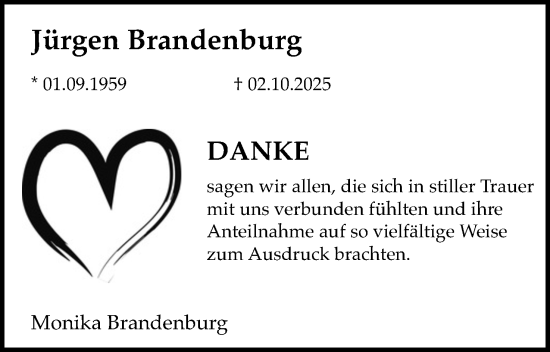Anzeige  Jürgen Brandenburg  Lippische Landes-Zeitung