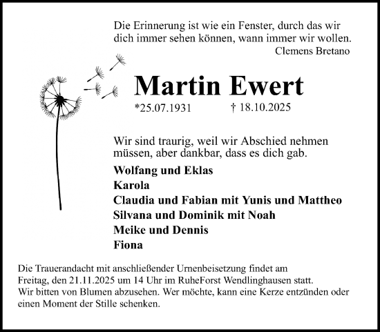 Anzeige  Martin Ewert  Lippische Landes-Zeitung