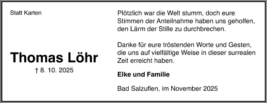 Anzeige  Thomas Löhr  Lippische Landes-Zeitung