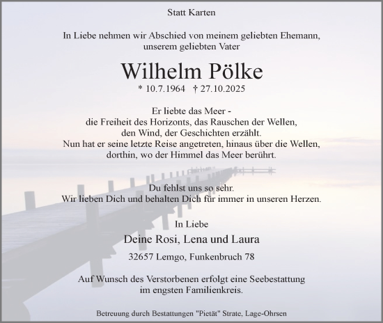 Anzeige  Wilhelm Pölke  Lippische Landes-Zeitung