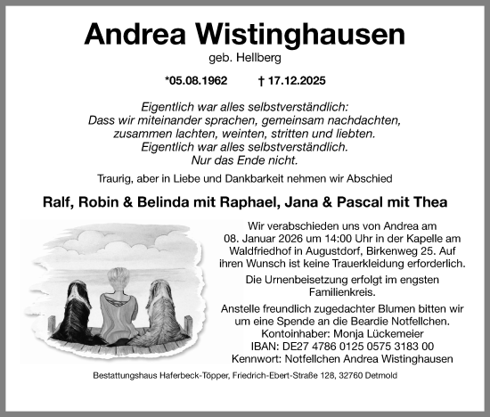 Anzeige  Andrea Wistinghausen  Lippische Landes-Zeitung