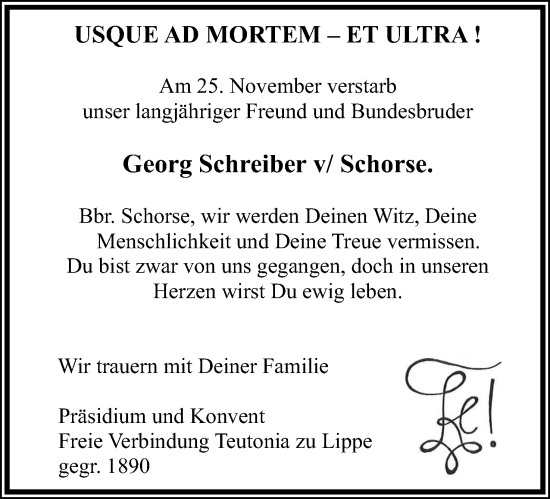 Anzeige  Georg Schreiber  Lippische Landes-Zeitung