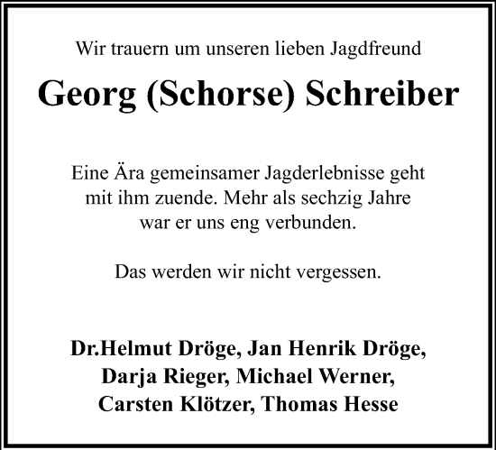 Anzeige  Georg Schreiber  Lippische Landes-Zeitung