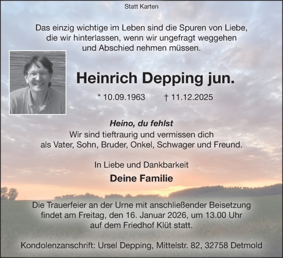 Anzeige  Heinrich Depping  Lippische Landes-Zeitung