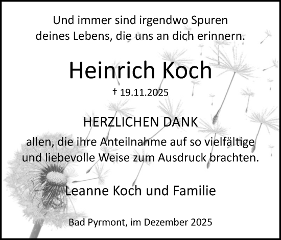 Anzeige  Heinrich Koch  Lippische Landes-Zeitung