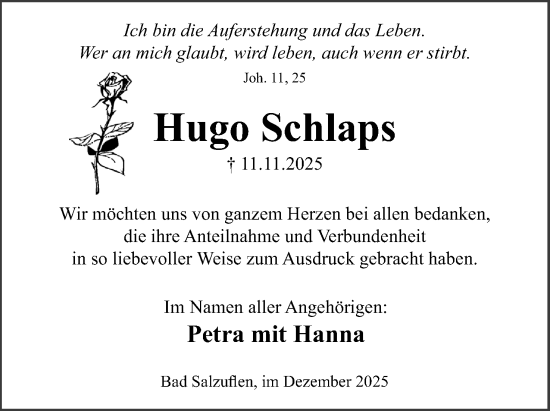 Anzeige  Hugo Schlaps  Lippische Landes-Zeitung