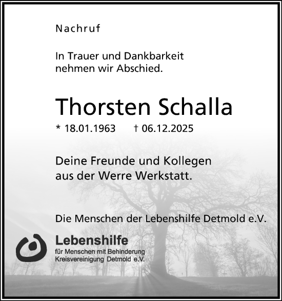Anzeige  Thorsten Schalla  Lippische Landes-Zeitung
