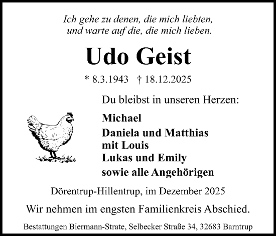 Anzeige  Udo Geist  Lippische Landes-Zeitung