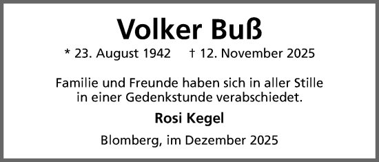 Anzeige  Volker Buß  Lippische Landes-Zeitung