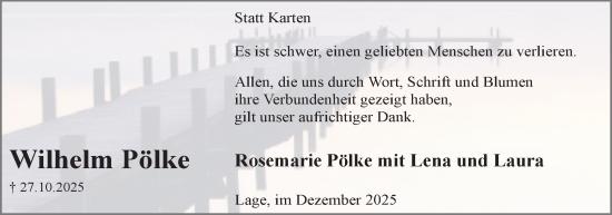 Anzeige  Wilhelm Pölke  Lippische Landes-Zeitung