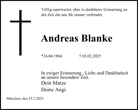 Anzeige  Andreas Blanke  Lippische Landes-Zeitung