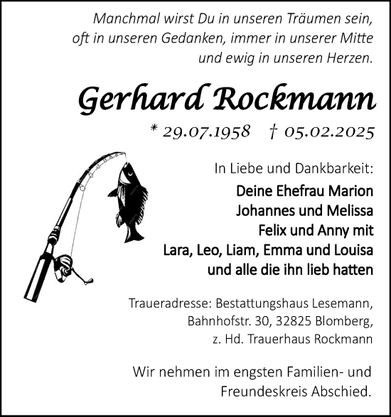 Anzeige  Gerhard Rockmann  Lippische Landes-Zeitung