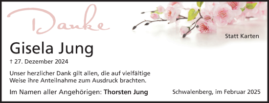 Anzeige  Gisela Jung  Lippische Landes-Zeitung