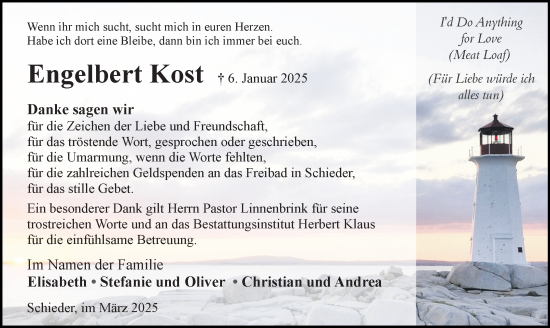 Anzeige  Engelbert Kost  Lippische Landes-Zeitung
