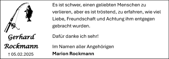 Anzeige  Gerhard Rockmann  Lippische Landes-Zeitung