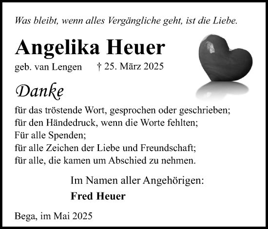 Anzeige  Angelika Heuer  Lippische Landes-Zeitung