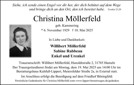 Anzeige  Christina Möllerfeld  Lippische Landes-Zeitung