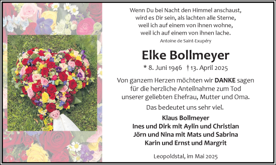 Anzeige  Elke Bollmeyer  Lippische Landes-Zeitung
