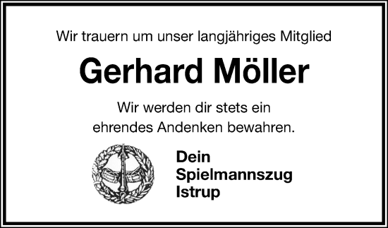 Anzeige  Gerhard Möller  Lippische Landes-Zeitung
