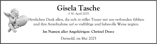 Anzeige  Gisela Tasche  Lippische Landes-Zeitung