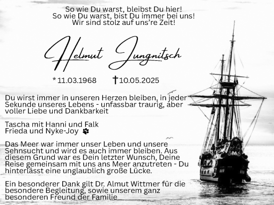 Anzeige  Helmut Jungnitsch  Lippische Landes-Zeitung