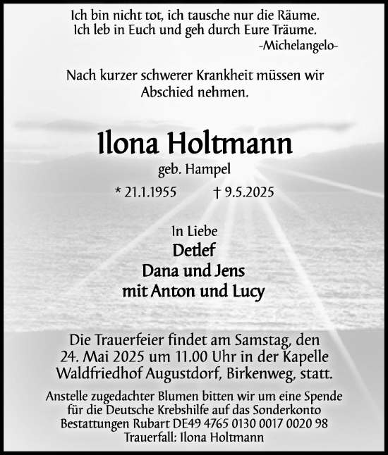 Anzeige  Ilona Holtmann  Lippische Landes-Zeitung
